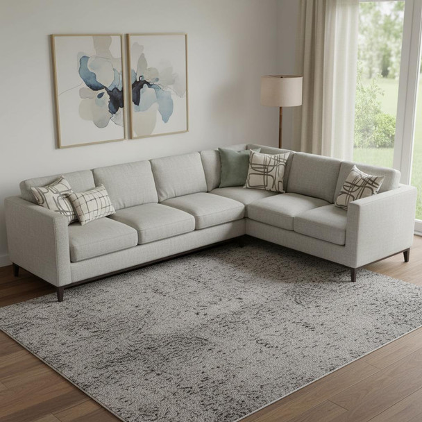 9' X 12' Gray Silver And Ivory Animal Print Washable Area Rug With UV Protection