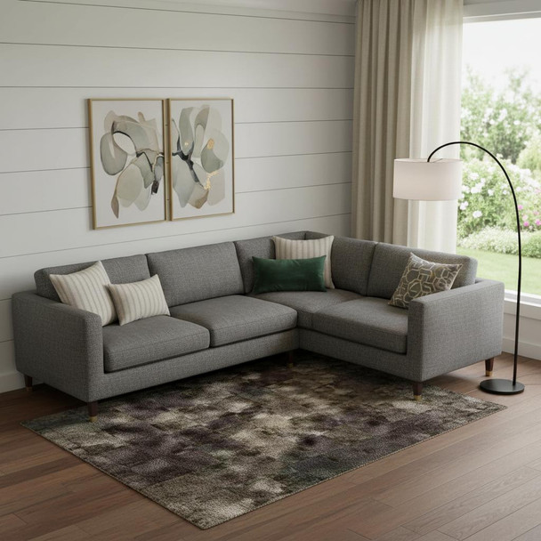 10' X 14' Ivory Beige And Charcoal Animal Print Washable Area Rug With UV Protection