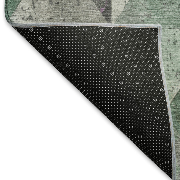 3' X 5' Sage Purple And Ivory Geometric Washable Area Rug With UV Protection