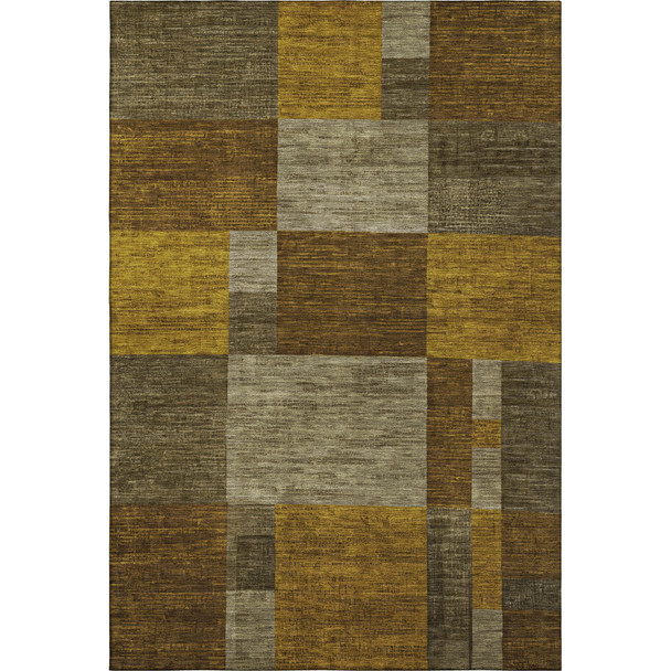 10' X 14' Pewter Gold And Brown Geometric Washable Area Rug With UV Protection