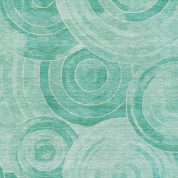 10' X 14' Teal And Ivory Geometric Washable Area Rug With UV Protection