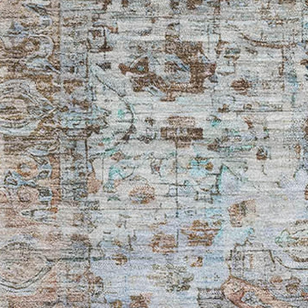 3' X 5' Rust And Beige Oriental Washable Area Rug With UV Protection