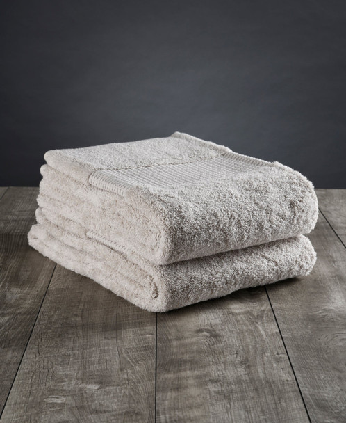 Set of Two Beige Cotton 13" X 13" Quick Dry Terry Cloth Washcloths