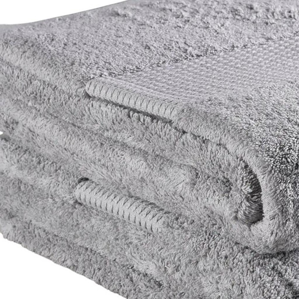 Set of Two Light Gray Cotton 30" X 54" Quick Dry Terry Cloth Bath Towels