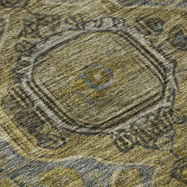 8' X 10' Brown And Gray Oriental Washable Area Rug With UV Protection