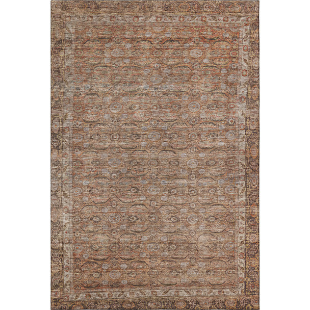 10' X 14' Copper And Beige Oriental Washable Area Rug With UV Protection