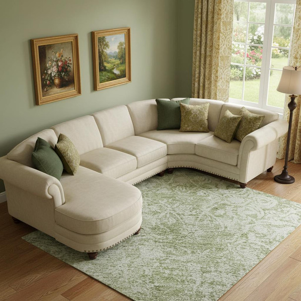 10' X 14' Sage And Ivory Oriental Washable Area Rug With UV Protection