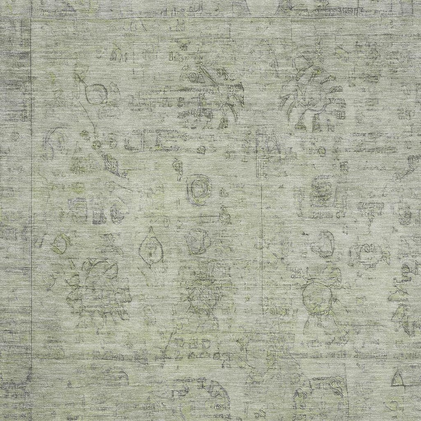 5' X 8' Sage And Gray Oriental Washable Area Rug With UV Protection