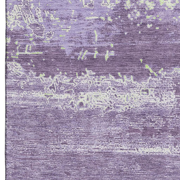 3' X 5' Purple And Ivory Abstract Washable Area Rug With UV Protection