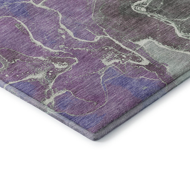 10' X 14' Purple Blue And Green Abstract Washable Area Rug With UV Protection
