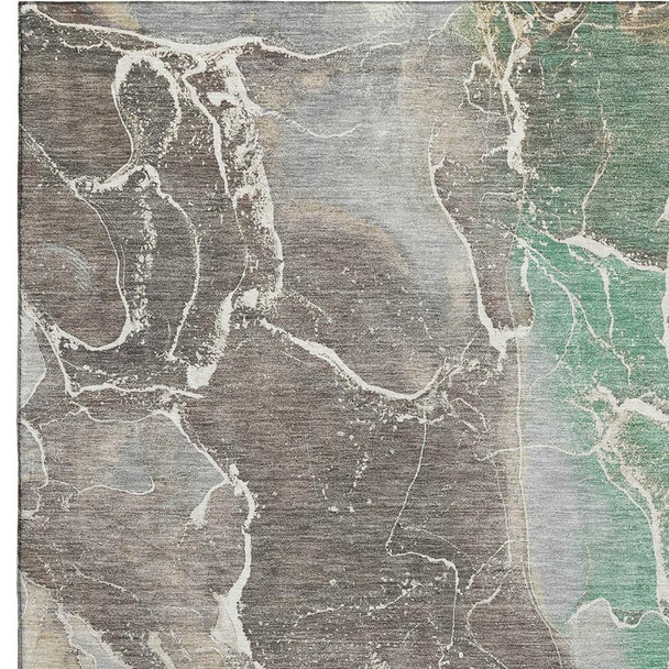 3' X 5' Taupe Brown And Gray Abstract Washable Area Rug With UV Protection