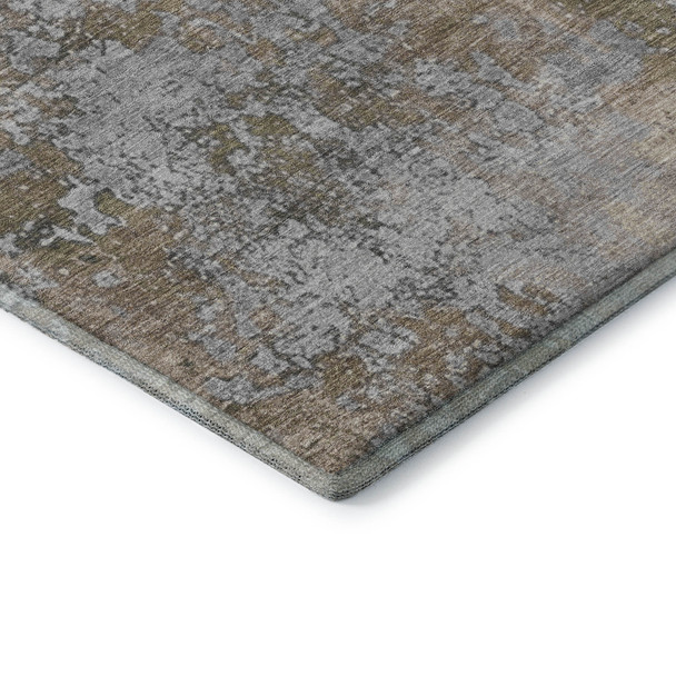 3' X 5' Taupe And Beige Abstract Washable Area Rug With UV Protection