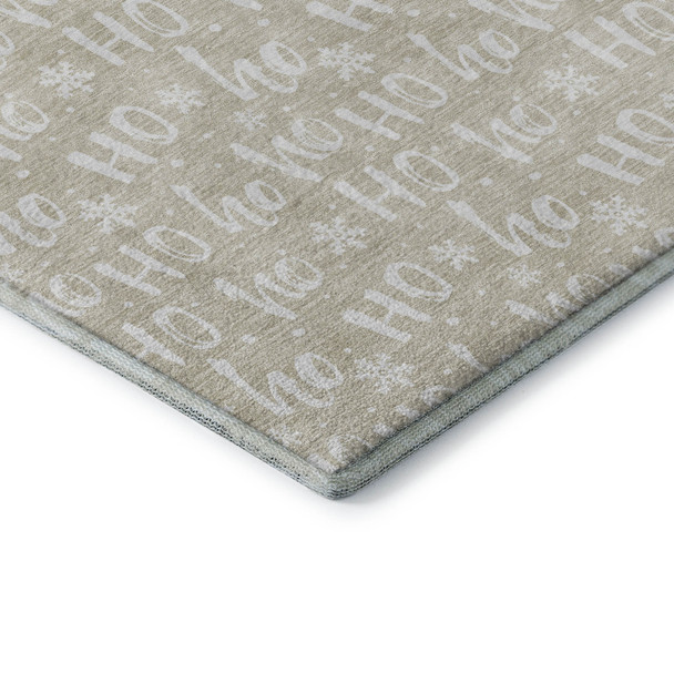 3' X 5' Beige And Ivory Abstract Geometric Washable Area Rug With UV Protection