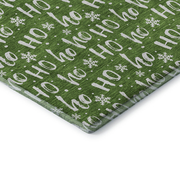 3' X 5' Green And Ivory Abstract Geometric Washable Area Rug With UV Protection