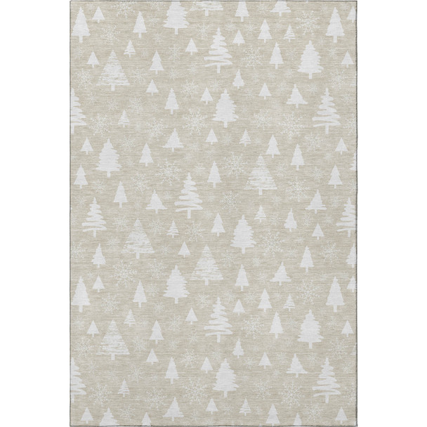 5' X 8' Beige And Ivory Abstract Geometric Washable Area Rug With UV Protection
