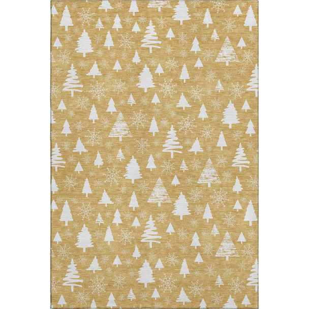 10' X 14' Gold And Ivory Abstract Geometric Washable Area Rug With UV Protection