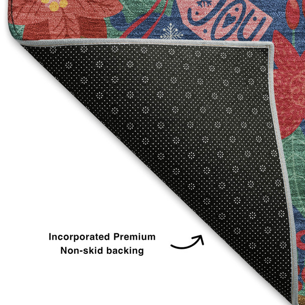 10' X 14' Navy Blue Red And Black Abstract Geometric Washable Area Rug With UV Protection