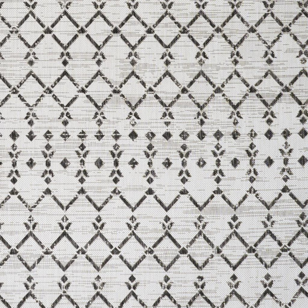 9' X 12' Cream And Black Trellis Indoor Outdoor Area Rug