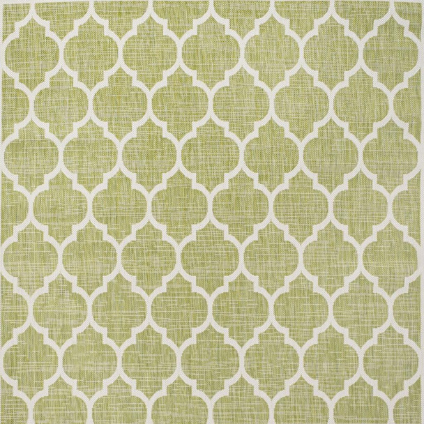 9' X 12' Green And Cream Geometric Indoor Outdoor Area Rug