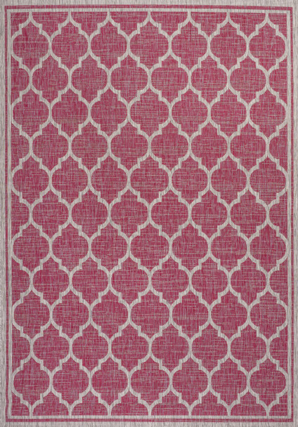 8' X 10' Fuchsia And Light Gray Geometric Indoor Outdoor Area Rug