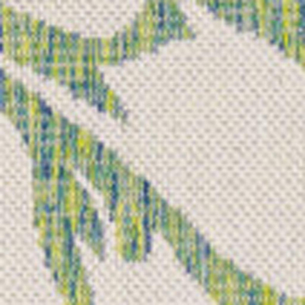4' X 6' Cream And Green Floral Indoor Outdoor Area Rug