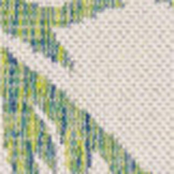 8' X 10' Cream And Green Floral Indoor Outdoor Area Rug