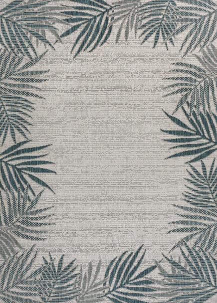 5' X 8' Blue And Cream Floral Indoor Outdoor Area Rug
