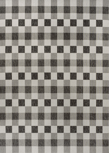8' X 10' Black And Cream Geometric Indoor Outdoor Area Rug
