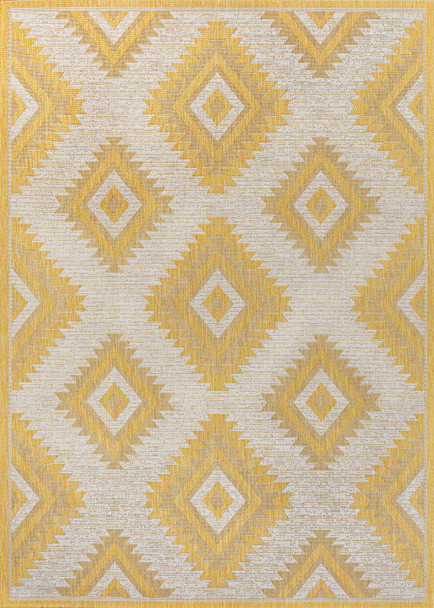 4' X 6' Yellow And Cream Moroccan Indoor Outdoor Area Rug
