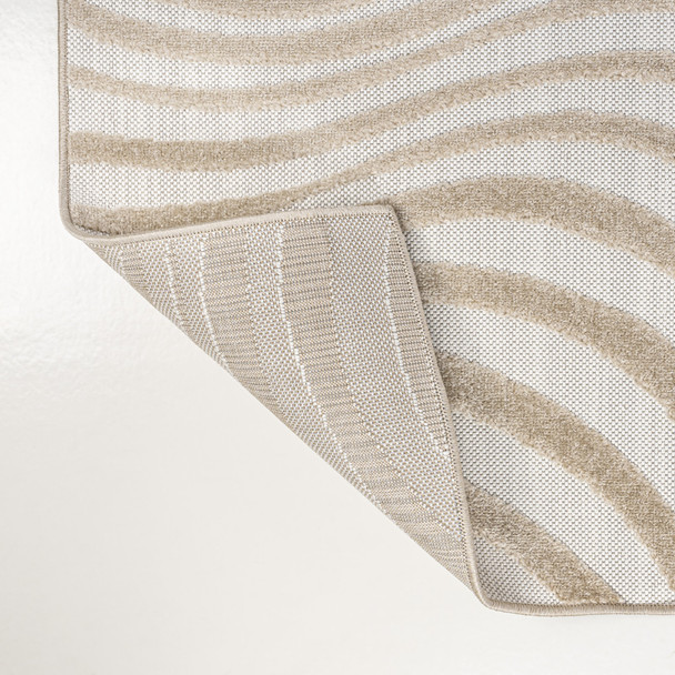 8' X 10' Beige And Cream Abstract Indoor Outdoor Area Rug
