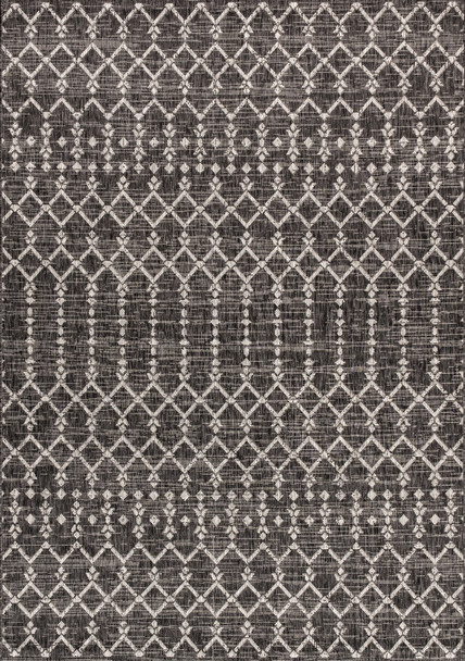 3' X 5' Black And Gray Trellis Indoor Outdoor Area Rug