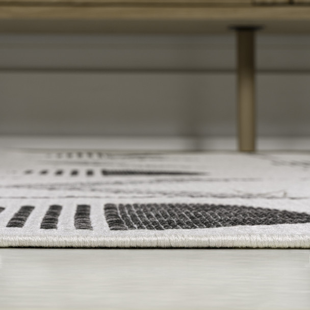 8' X 10' Cream And Black Geometric Indoor Outdoor Area Rug