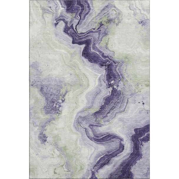10' X 14' Lavender Green And Ivory Abstract Washable Area Rug With UV Protection