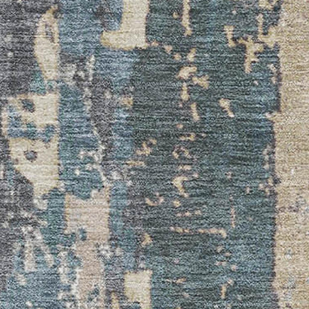 9' X 12' Beige And Blue Abstract Washable Area Rug With UV Protection