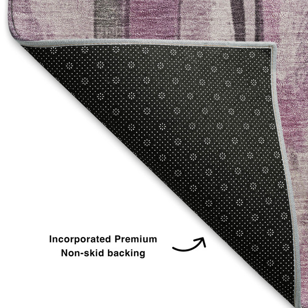10' X 14' Pink And Gray Striped Washable Area Rug With UV Protection