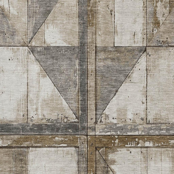 5' X 8' Beige And Gray Geometric Washable Area Rug With UV Protection