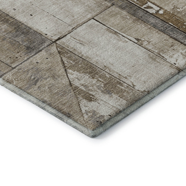 10' X 14' Beige And Gray Geometric Washable Area Rug With UV Protection