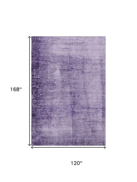 10' X 14' Purple And Lavender Abstract Washable Area Rug With UV Protection