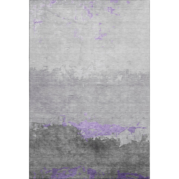3' X 5' Purple And Gray Abstract Washable Area Rug With UV Protection