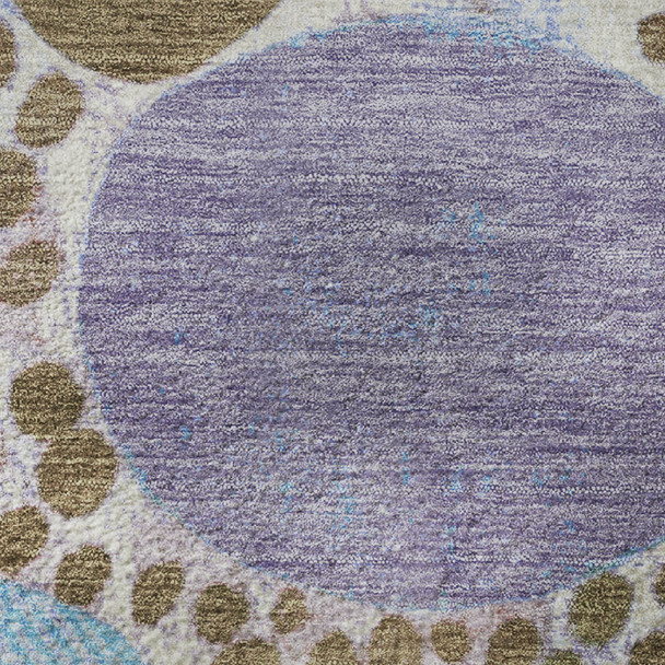 3' X 5' Khaki Blue And Purple Geometric Washable Area Rug With UV Protection