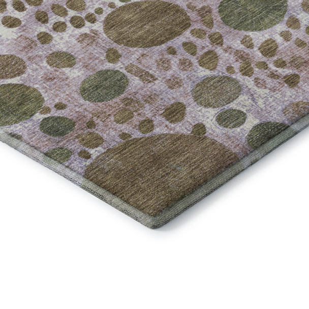 9' X 12' Khaki Blue And Purple Geometric Washable Area Rug With UV Protection