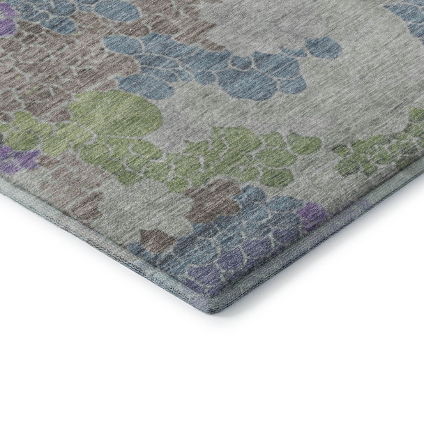 8' X 10' Blue Green And Lavender Geometric Washable Area Rug With UV Protection