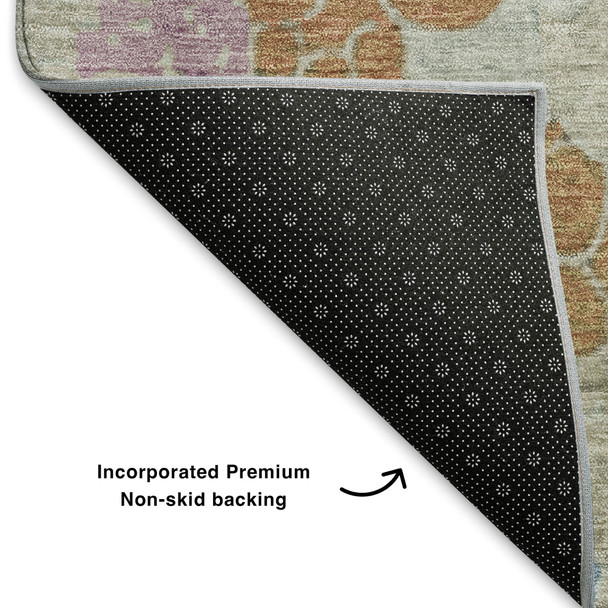 9' X 12' Green Copper And Blue Geometric Washable Area Rug With UV Protection