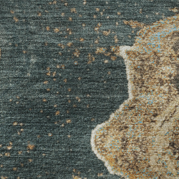 3' X 5' Wheat Gray And Ivory Abstract Washable Area Rug With UV Protection
