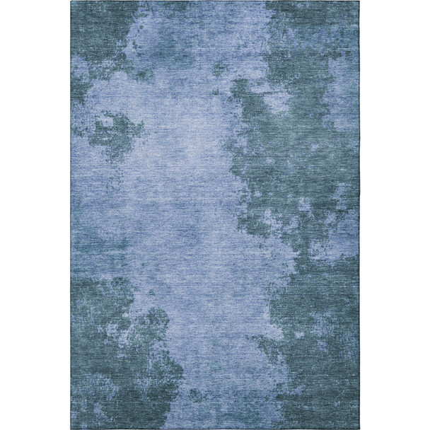3' X 5' Denim Blue And Sky Blue Abstract Washable Area Rug With UV Protection