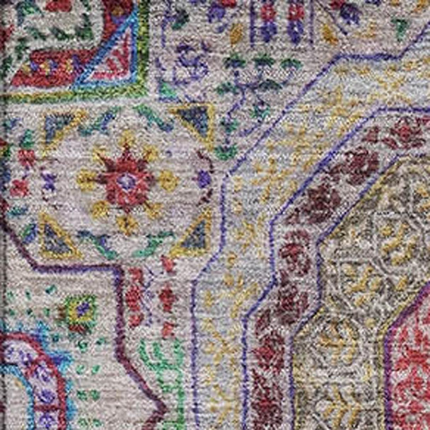 10' X 14' Purple Teal And Red Medallion Washable Area Rug With UV Protection