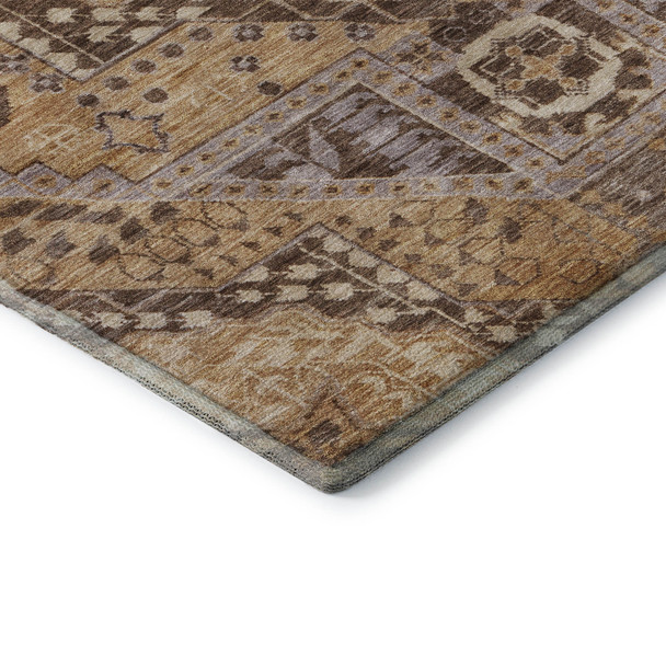3' X 5' Copper Beige And Gray Diamond Washable Area Rug With UV Protection