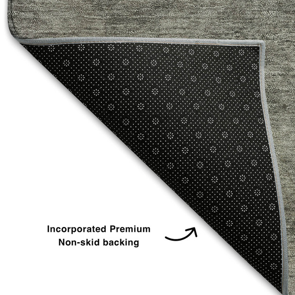 10' X 14' Pewter And Gray Abstract Geometric Washable Area Rug With UV Protection