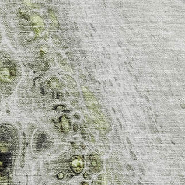 8' X 10' Artichoke Green Gray And Silver Abstract Washable Area Rug With UV Protection