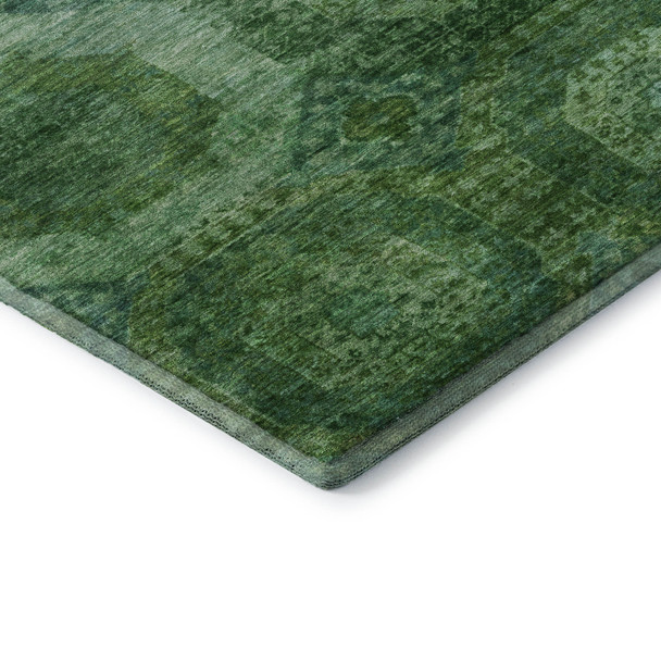 9' X 12' Emerald And Green Abstract Geometric Washable Area Rug With UV Protection